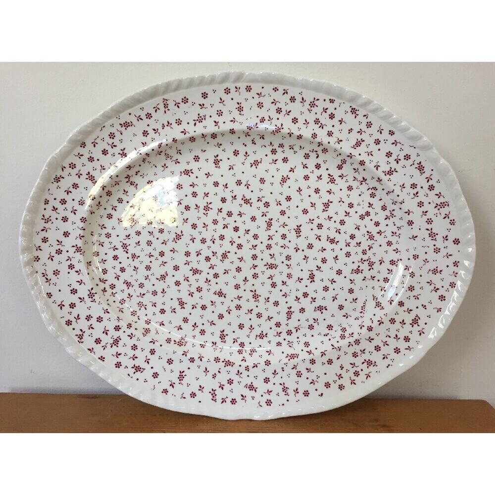 Vintage Adams Wedgwood Ironstone Sprig Micratex Oval 15" Serving Tray Platter